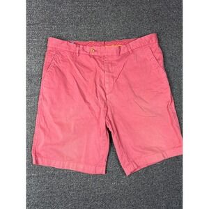 J.McLaughlin Mens Coral Pink Chino Shorts Size 38 Flat Front Cotton Twill